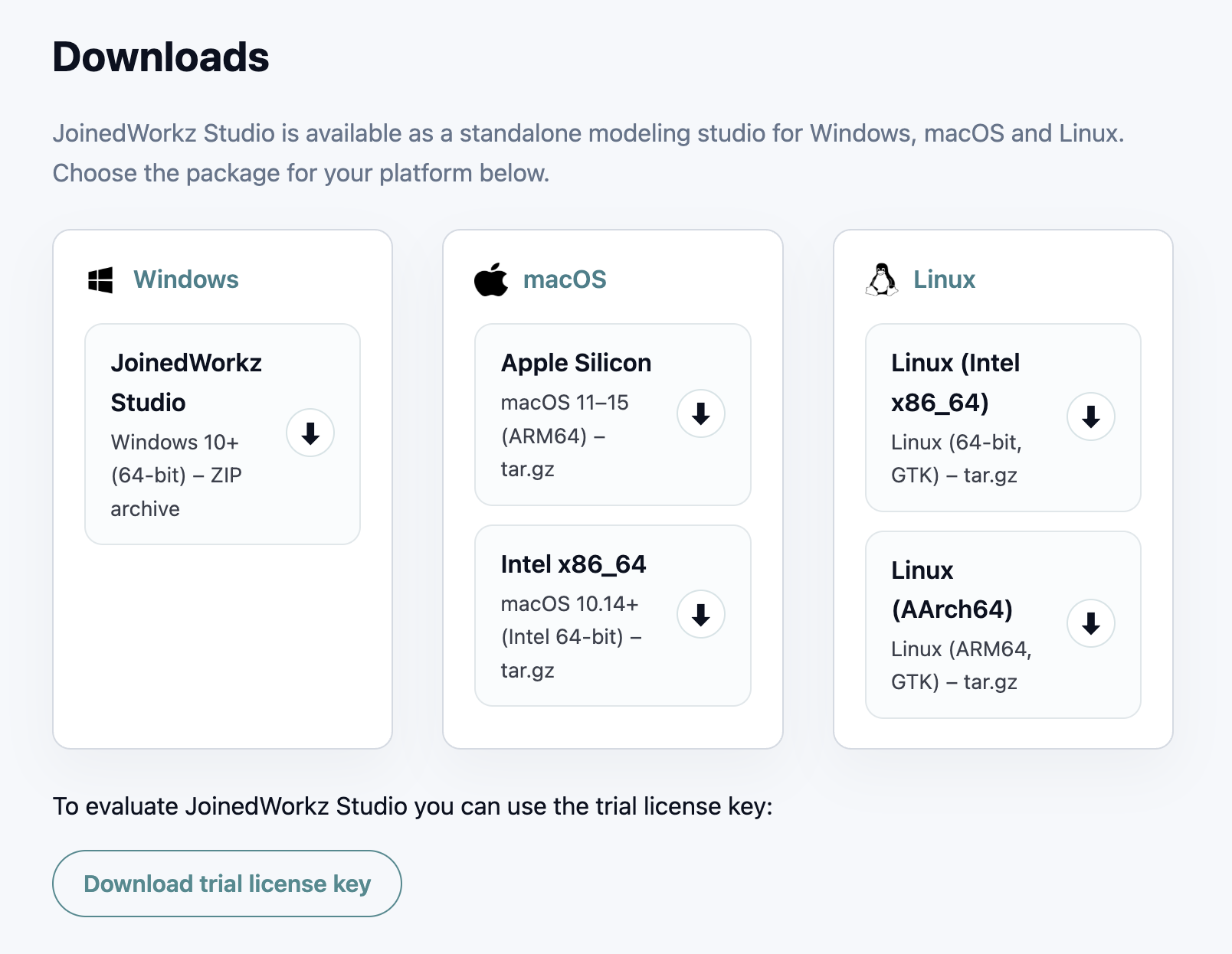 JoinedWorkz Studio download page
